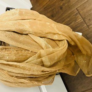 NWT Handmade Golden Sparkle Scarf by Sana – Elegant Evening Style